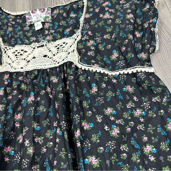 Chelsea & Violet Black Floral Dress Crochet Lace Details Boho Size L - Picture 2 of 6